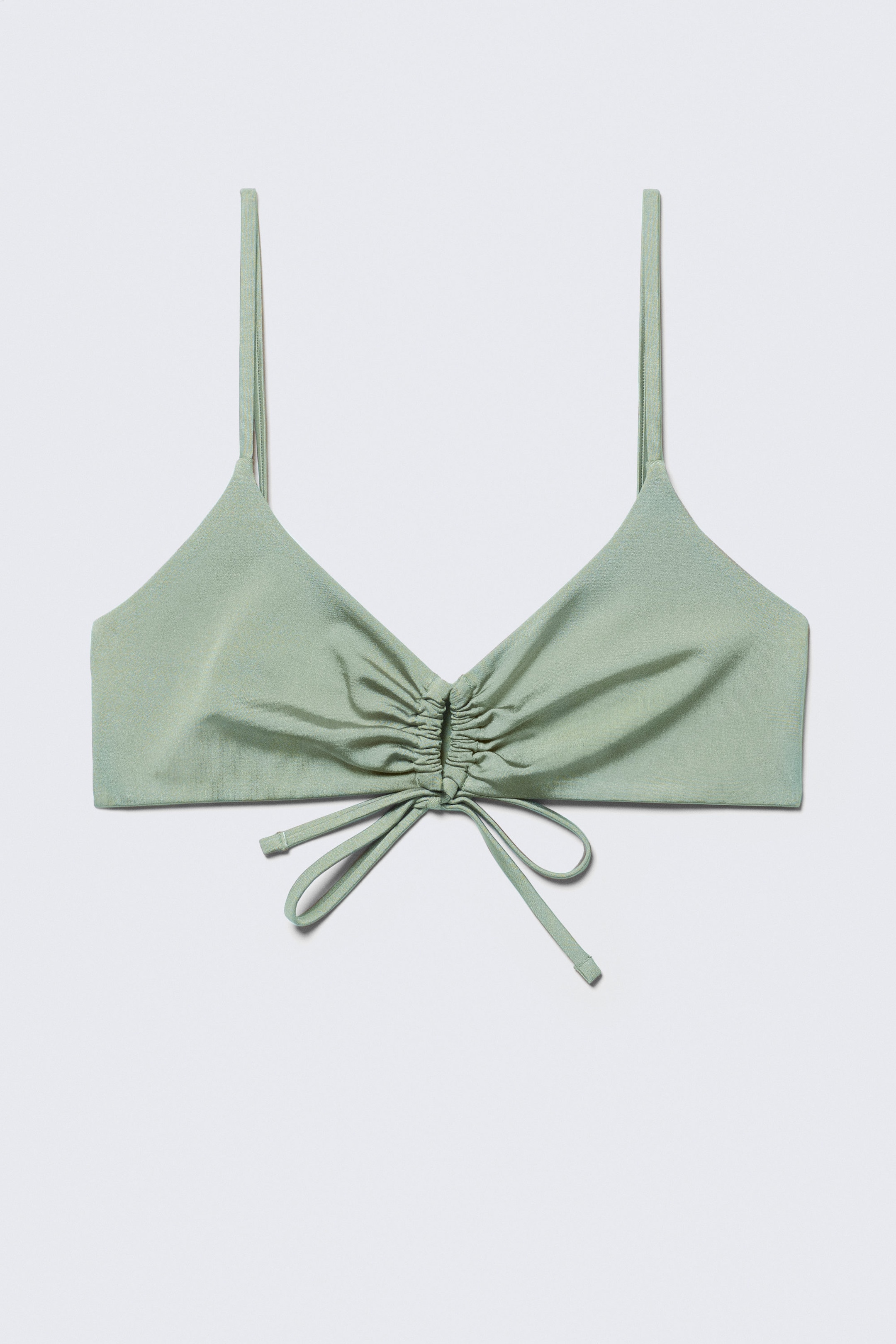 Grön - Bikiniöverdel med rynkade kupor - 1