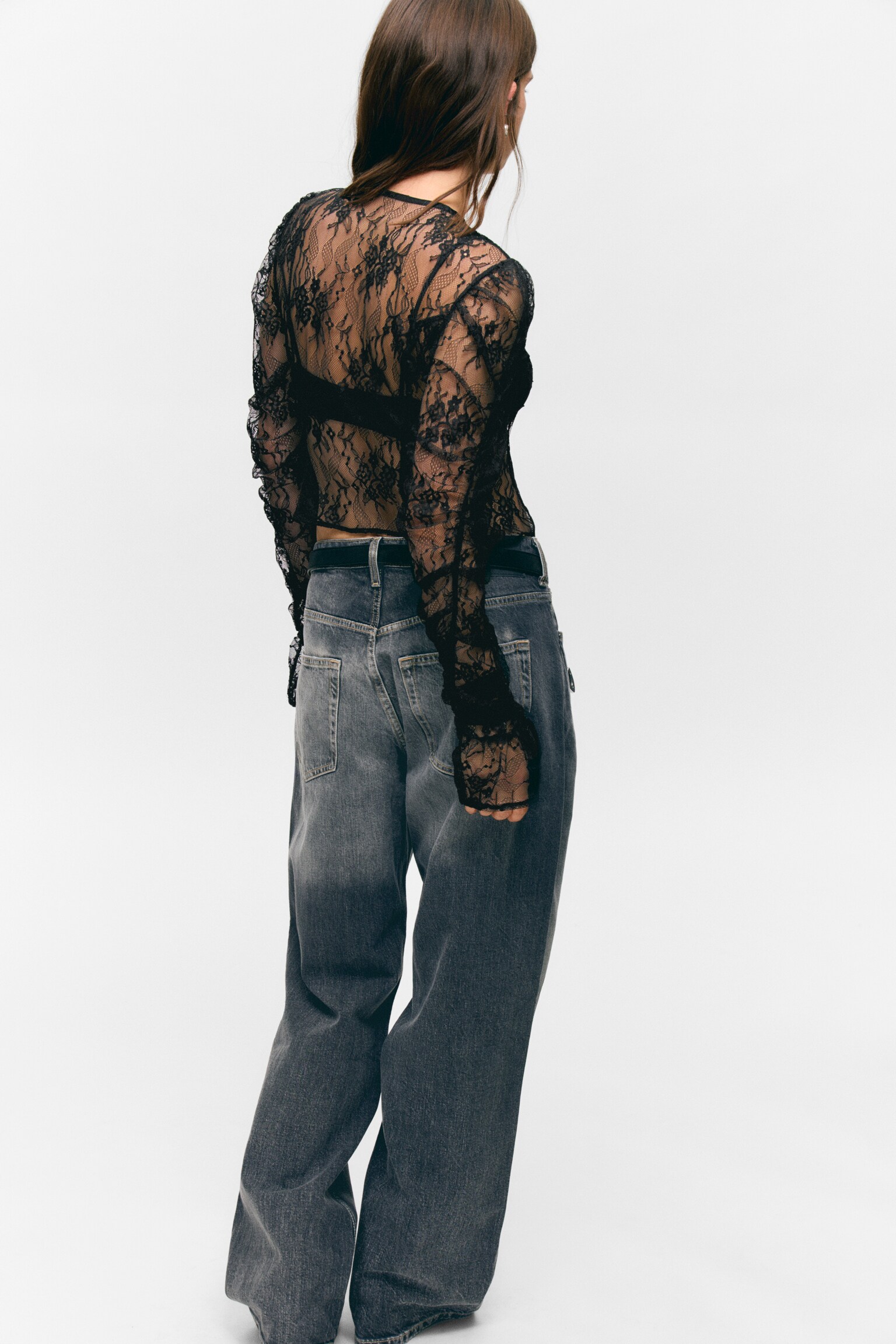 Lace Tie-Front Top - Sort - 4