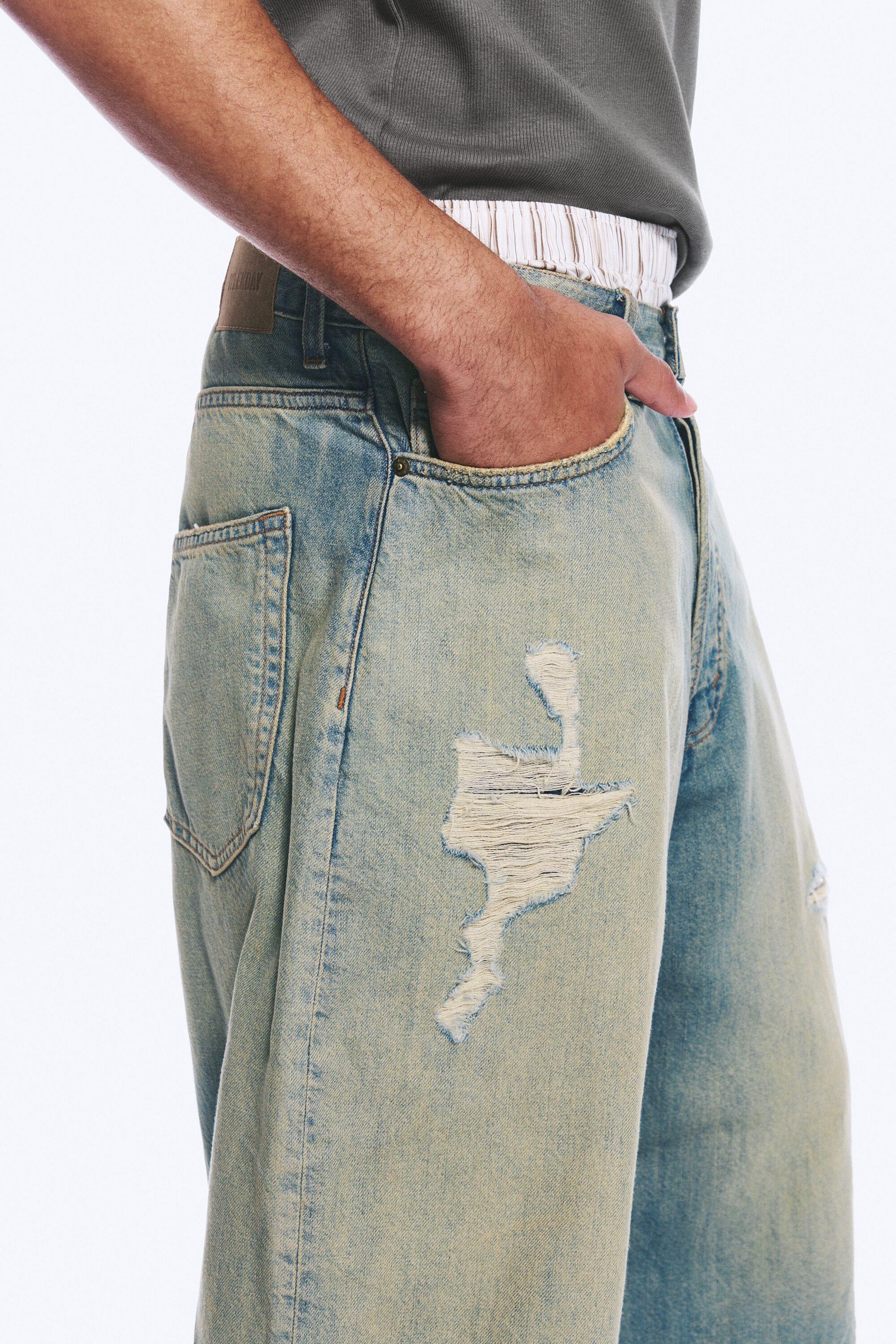 Honey Blue - Light Blue - Void Mid Rise Loose Long Denim Shorts - 2