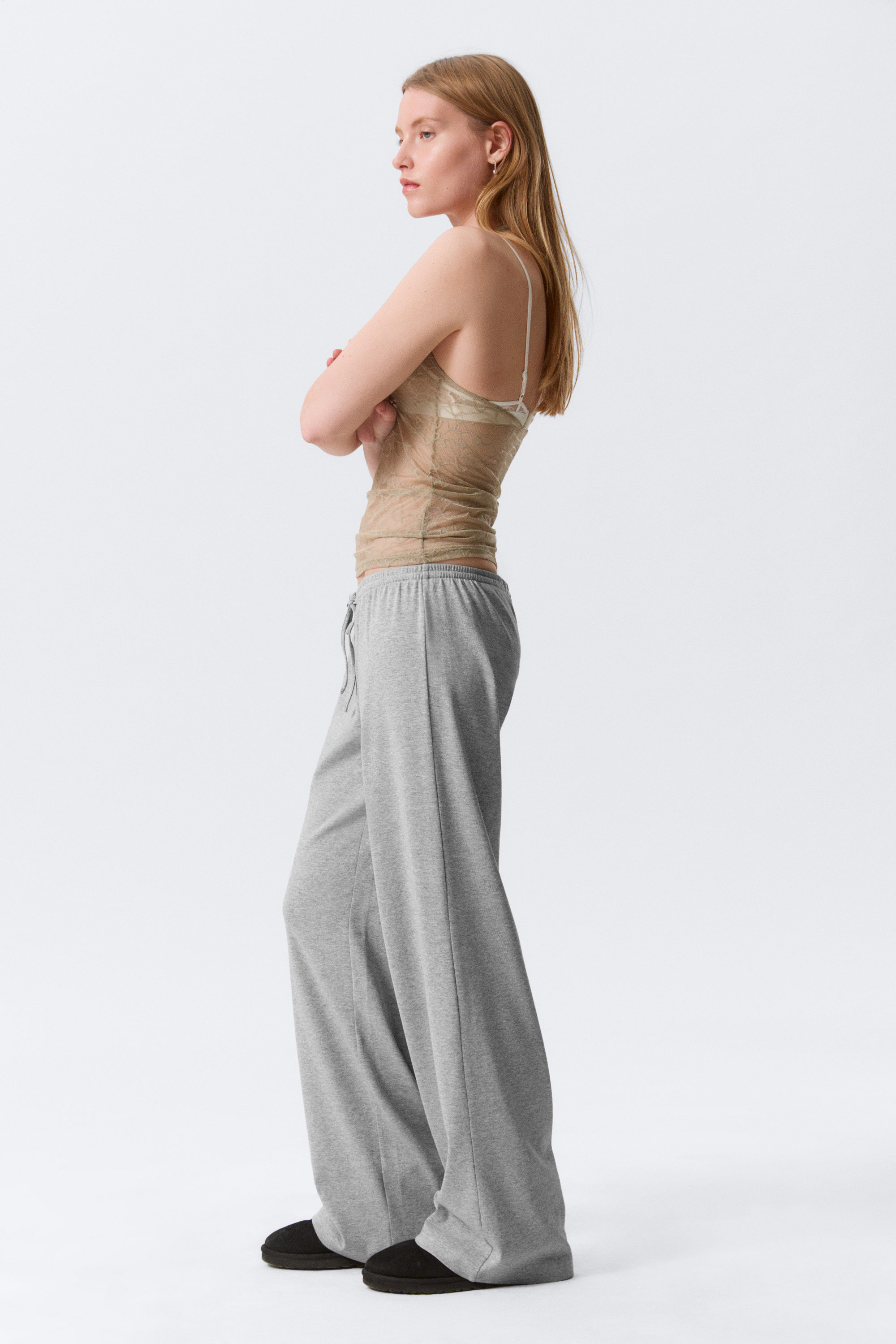 Grey Melange - Mid Rise Relaxed Pyjama Trousers - 2