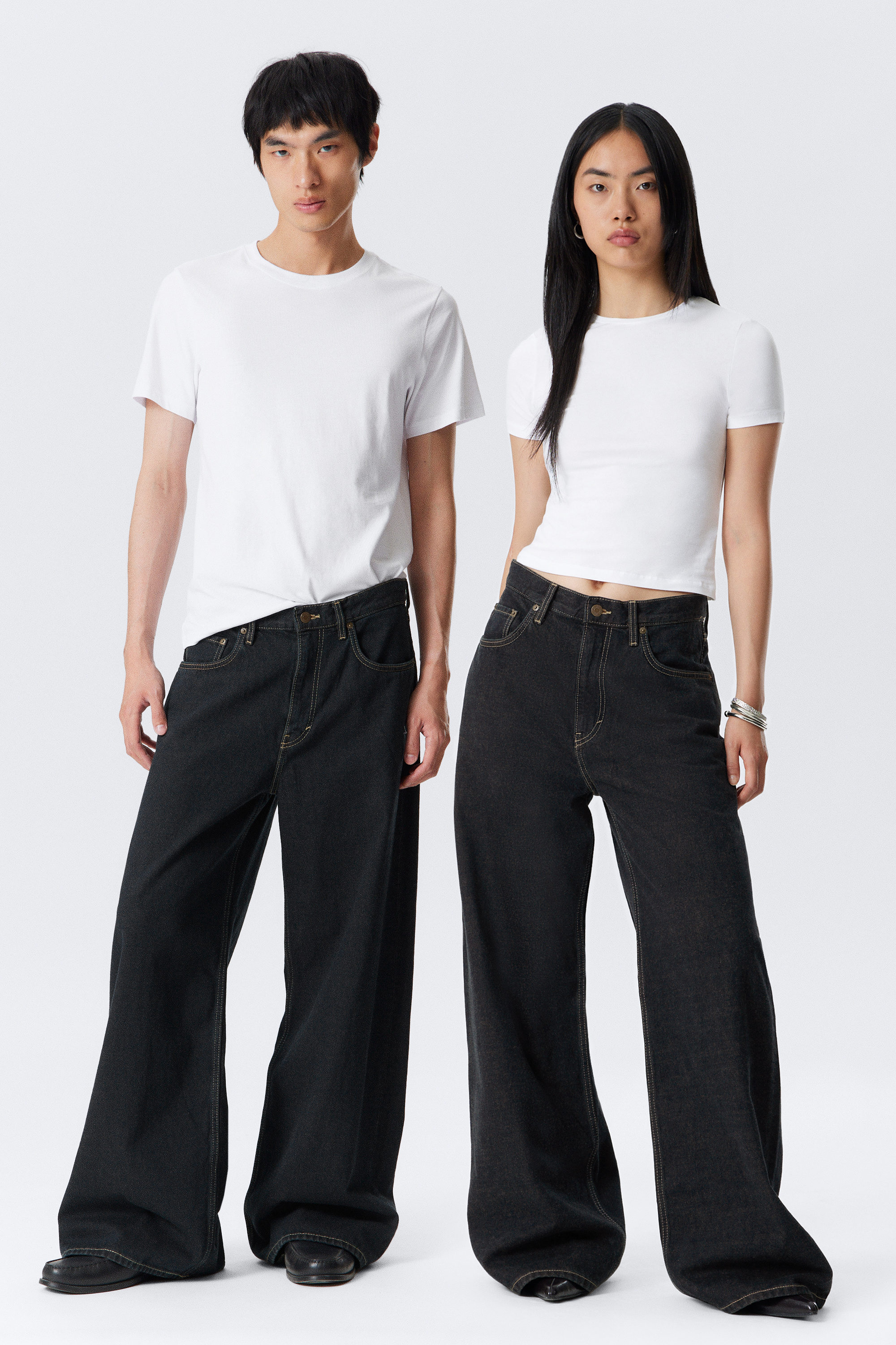 Emerald Rinse - Dark Blue - Solar Loose Wide Leg Unisex Jeans - 1