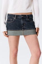 Blue Anthem - Medium Blue - Low Rise Slim Denim Mini Skirt - 1