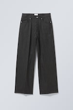 Black Pinstripe - Astro Baggy Suit Trousers - 0