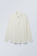 White - Oversized Linen Shirt - 0