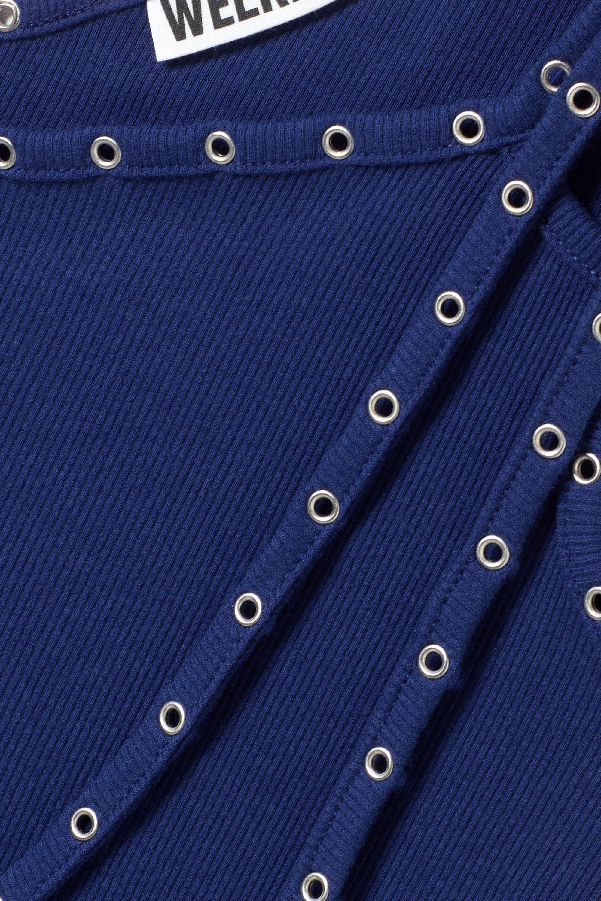 Bright Blue - Eyelet Detail Asymmetric Tank Top - 3