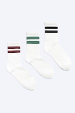 Striped White - 3-pack Striped Sport Socks - 0