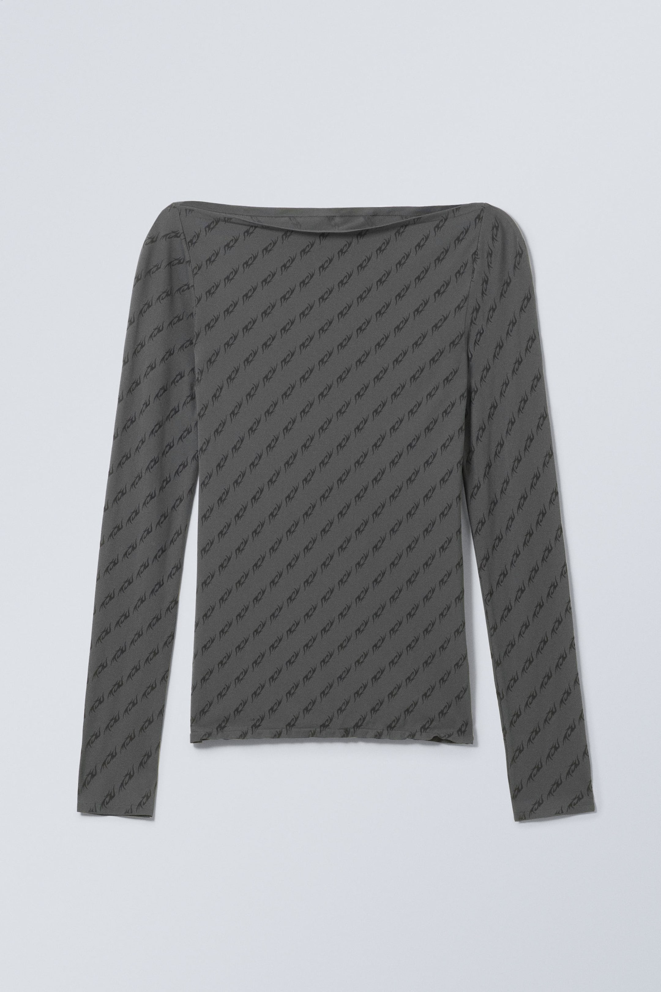 Dunkelgrauer Tribal-Print - Transparentes Longsleeve mit U-Boot-Ausschnitt - 0
