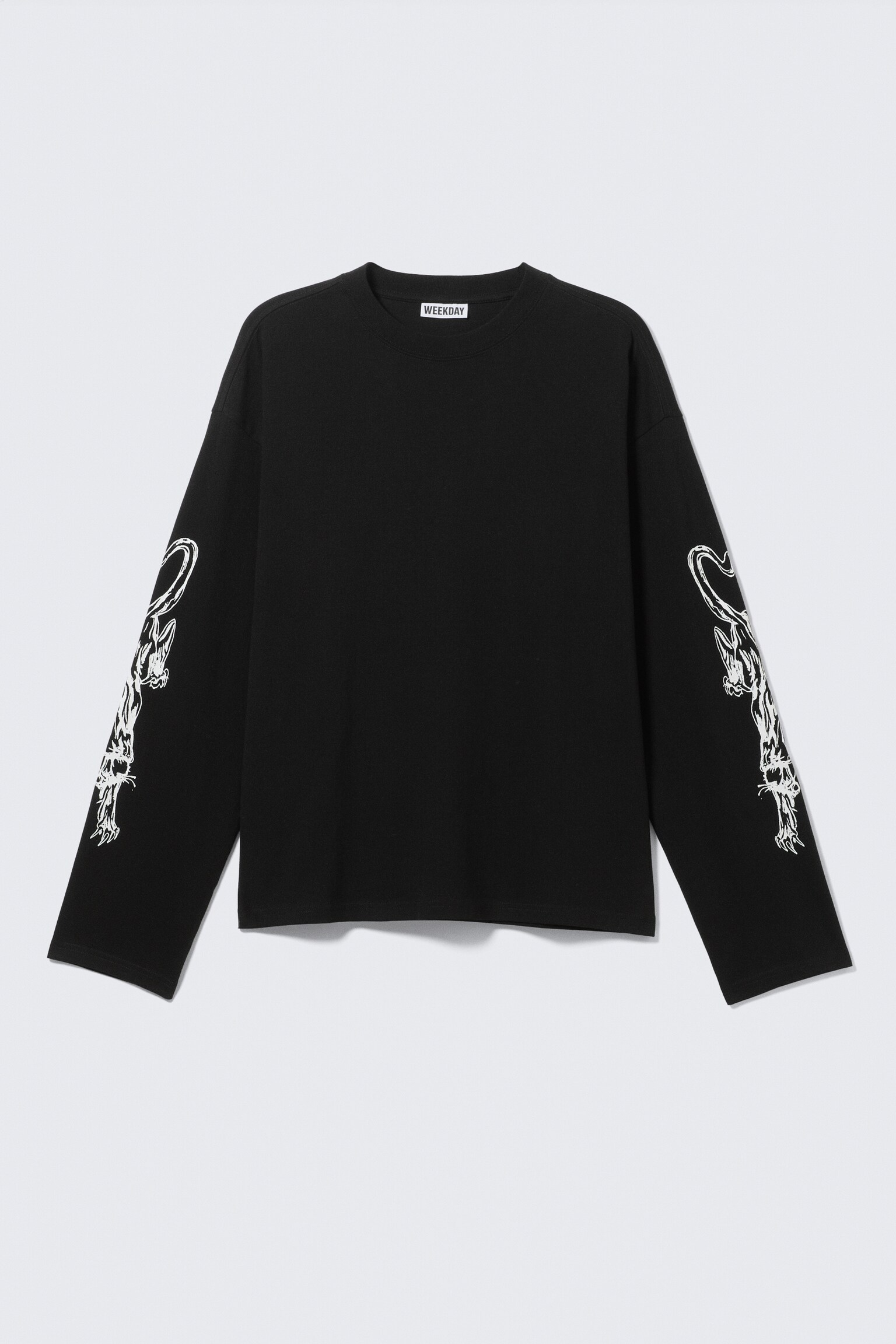 Kastiges Langarmshirt mit Grafikprint - Schwarz - Angry Panthers/Dunkelgrau - Drachen-Print/Weiß - Skull Flame - 2