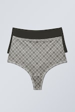 Gris foncé/Carreaux grège - Lot de 2 strings Soul Soft taille haute - 0