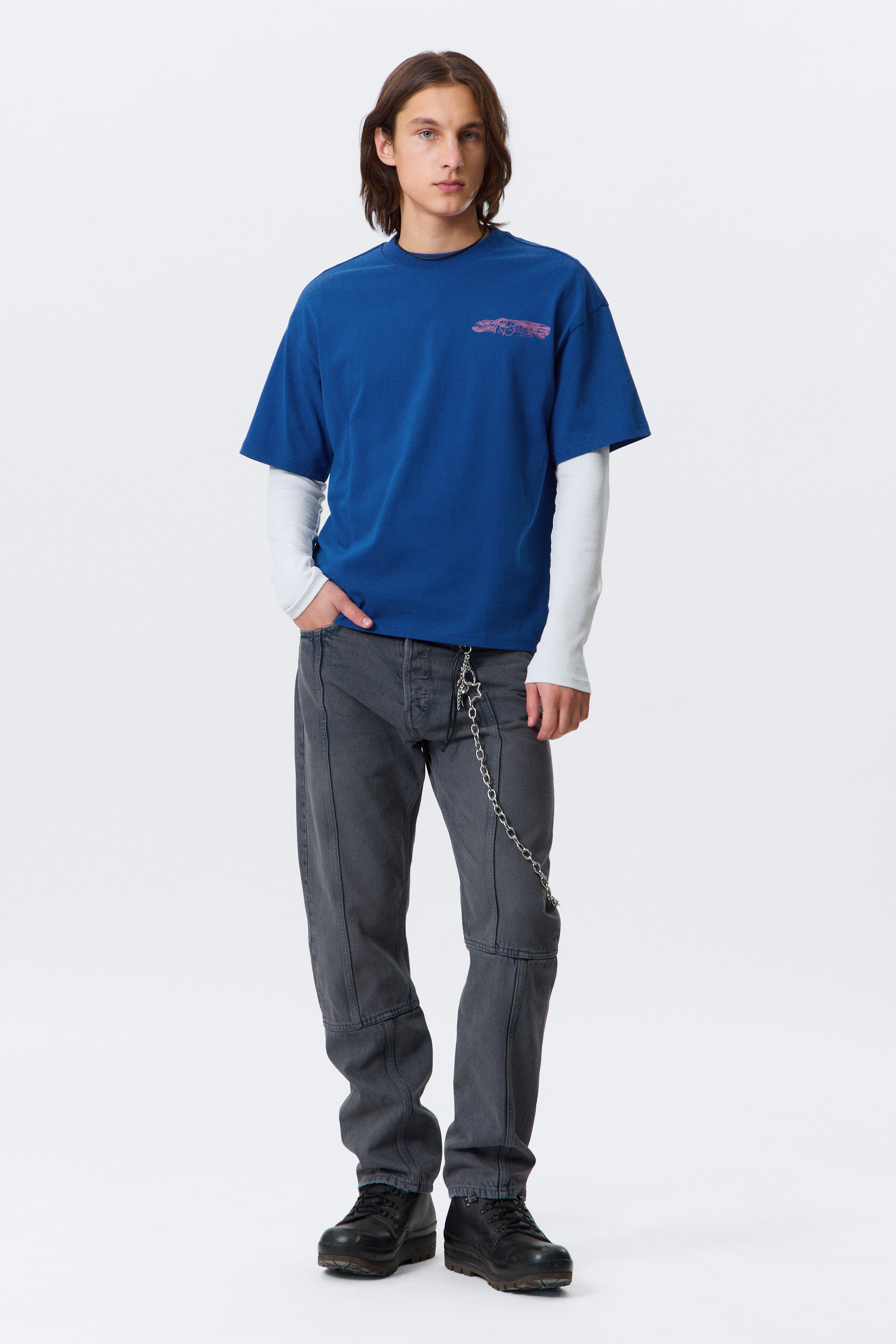 Bright Blue - Four Man Gang - T-shirt met boxy pasvorm en grafische print - 2