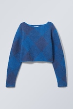 Blauw geruit - Hera harige geruite trui - 0