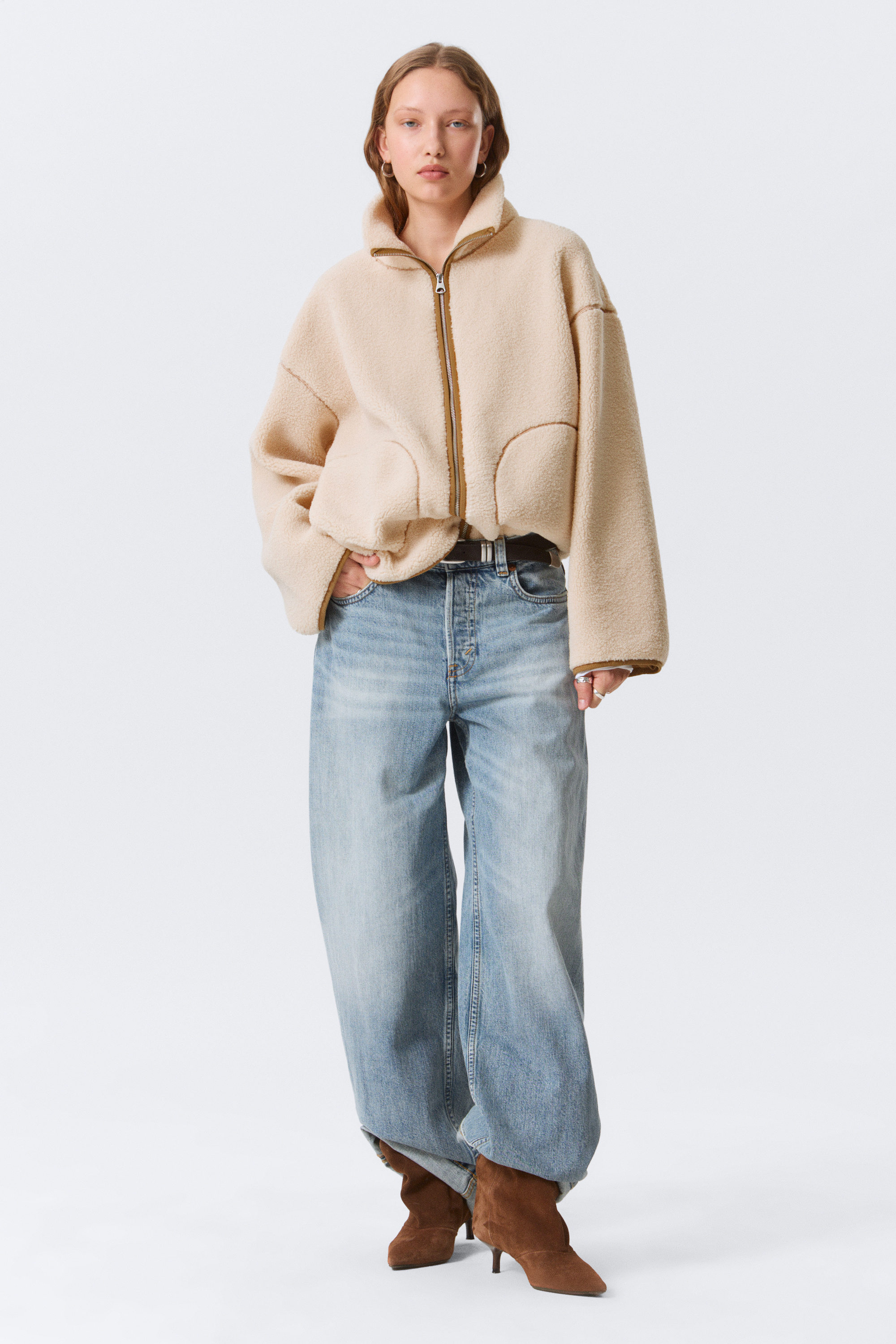 Light Dusty Beige - Relaxed Pile Fleece Jacket - 1