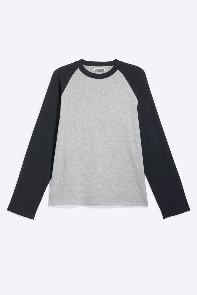 RAGLAN-LONGSLEEVE - Grau meliert/Schwarz - 1