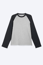 Grau meliert/Schwarz - RAGLAN-LONGSLEEVE - 3