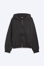 Worn Black - Heavy Loose Zip Hoodie - 0