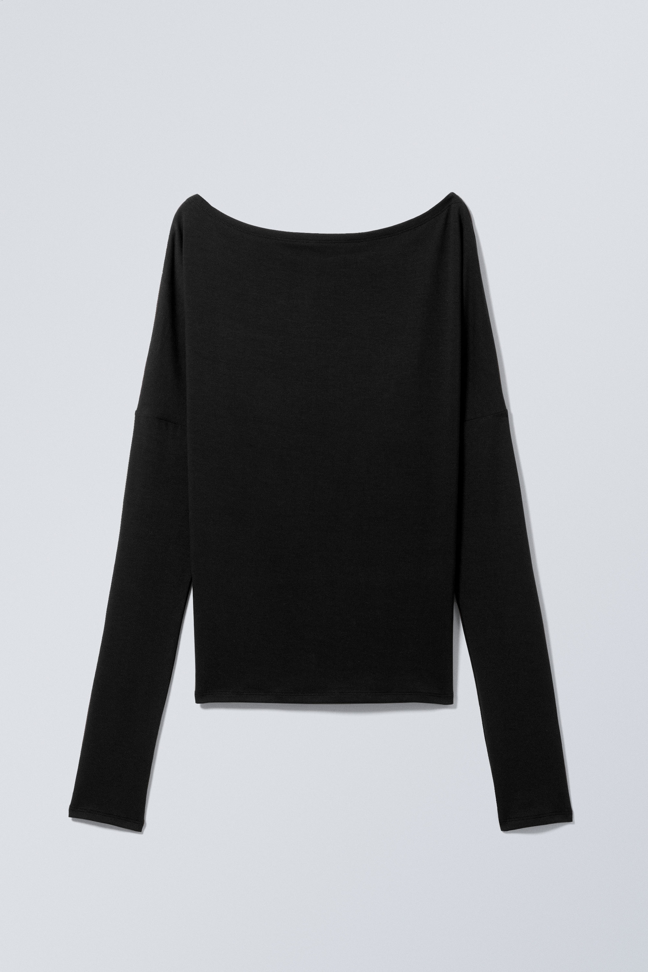 Black - Draped Long-Sleeved Lyocell Top - 1