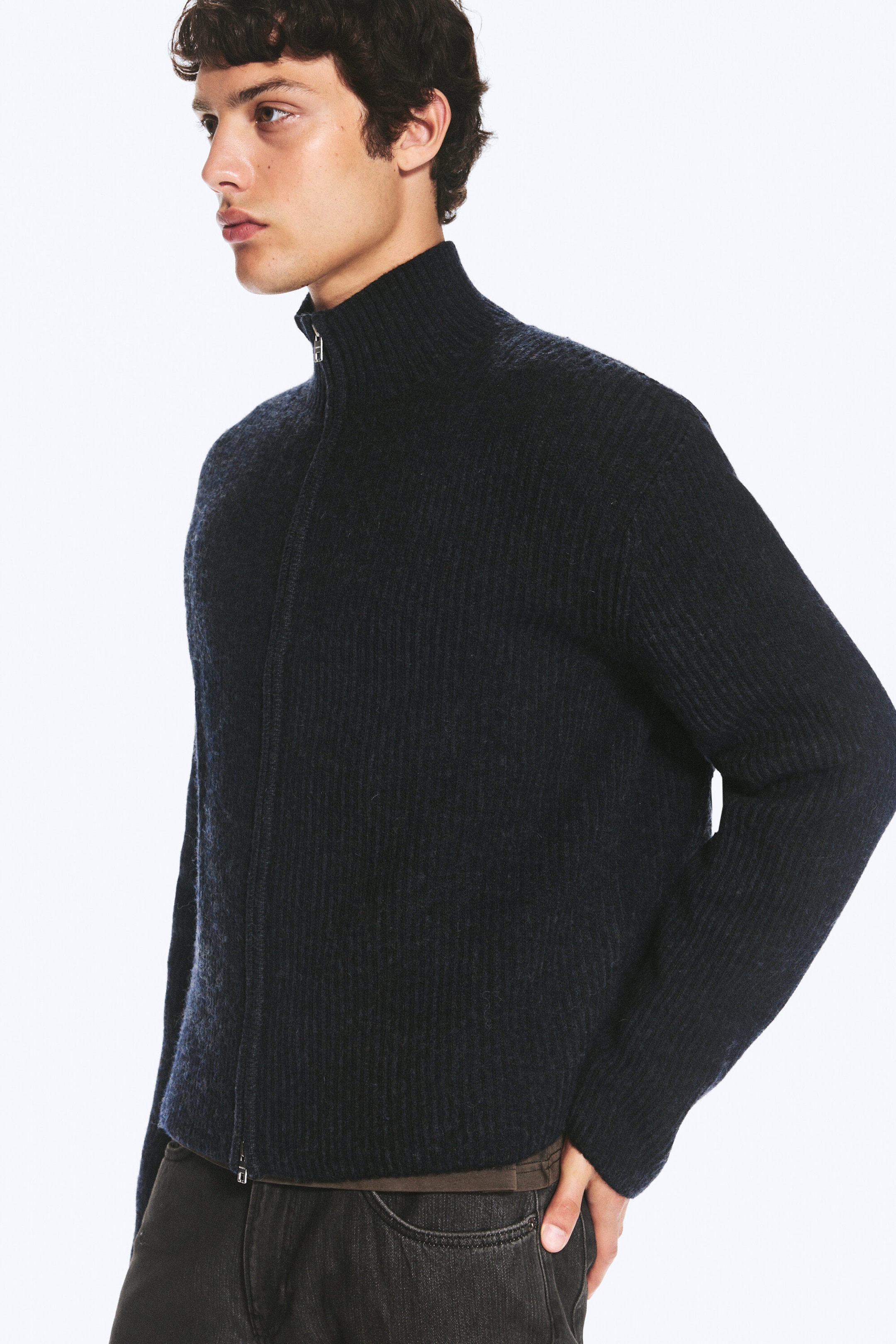 Dark Blue - Relaxed wool-blend cardigan - 2