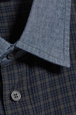 Checked Grey - Contrast Denim - Relaxed Checked Cotton Shirt - 6