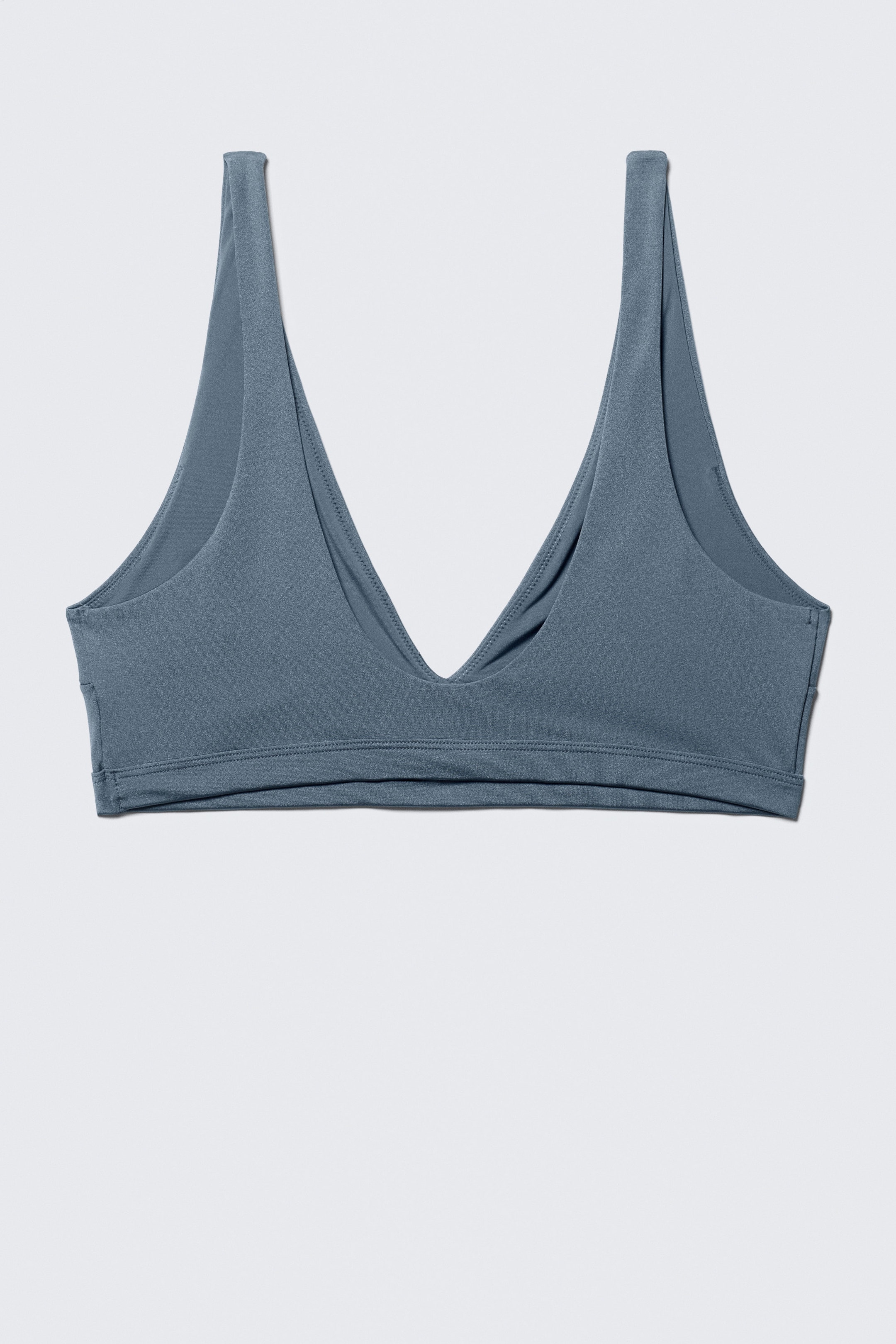 Taubenblau - Schimmer - Bikini-Top mit tiefem Ausschnitt zum Überziehen - 4