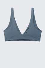 Taubenblau - Schimmer - Bikini-Top mit tiefem Ausschnitt zum Überziehen - 4