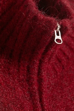 Dunkelrot - Weicher Strick-Cardigan mit Reißverschluss - 1