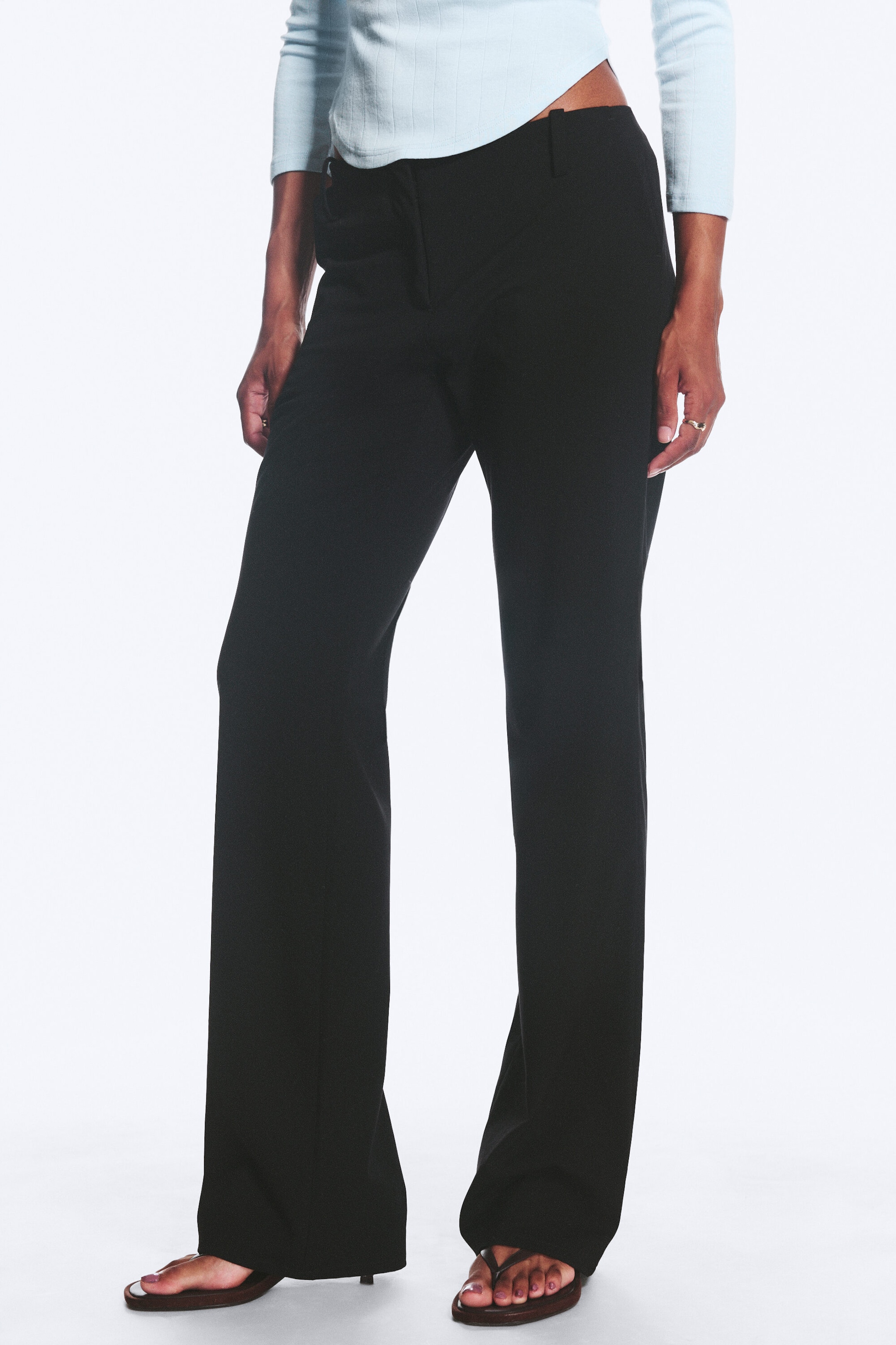 Noir - Pantalon taille basse droit et ajusté - 2