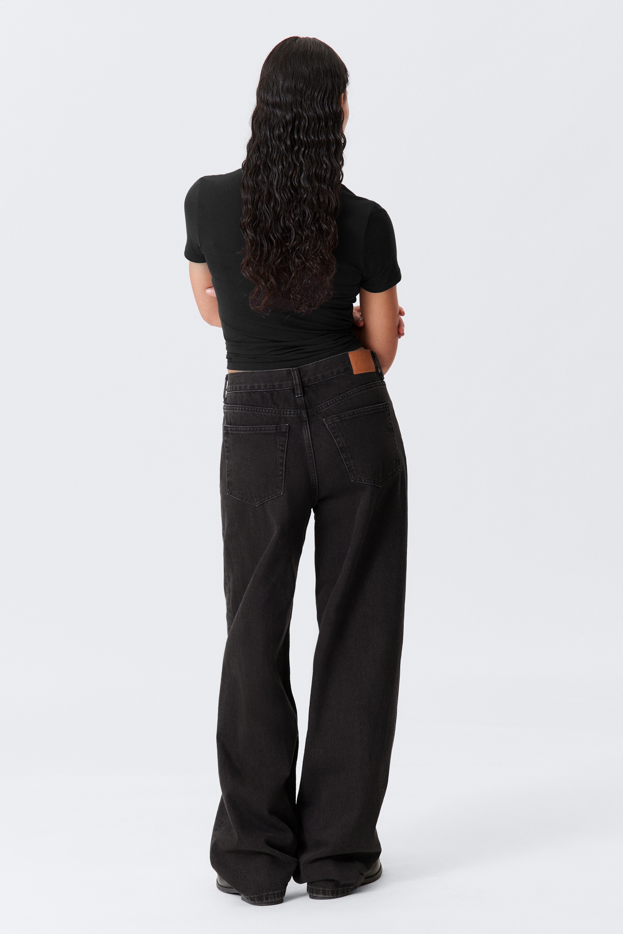 Agrandir l'image: Jean ample jambe large taille mi-haute Rail - Ink Black - Noir - FEMME | H&M FR 5