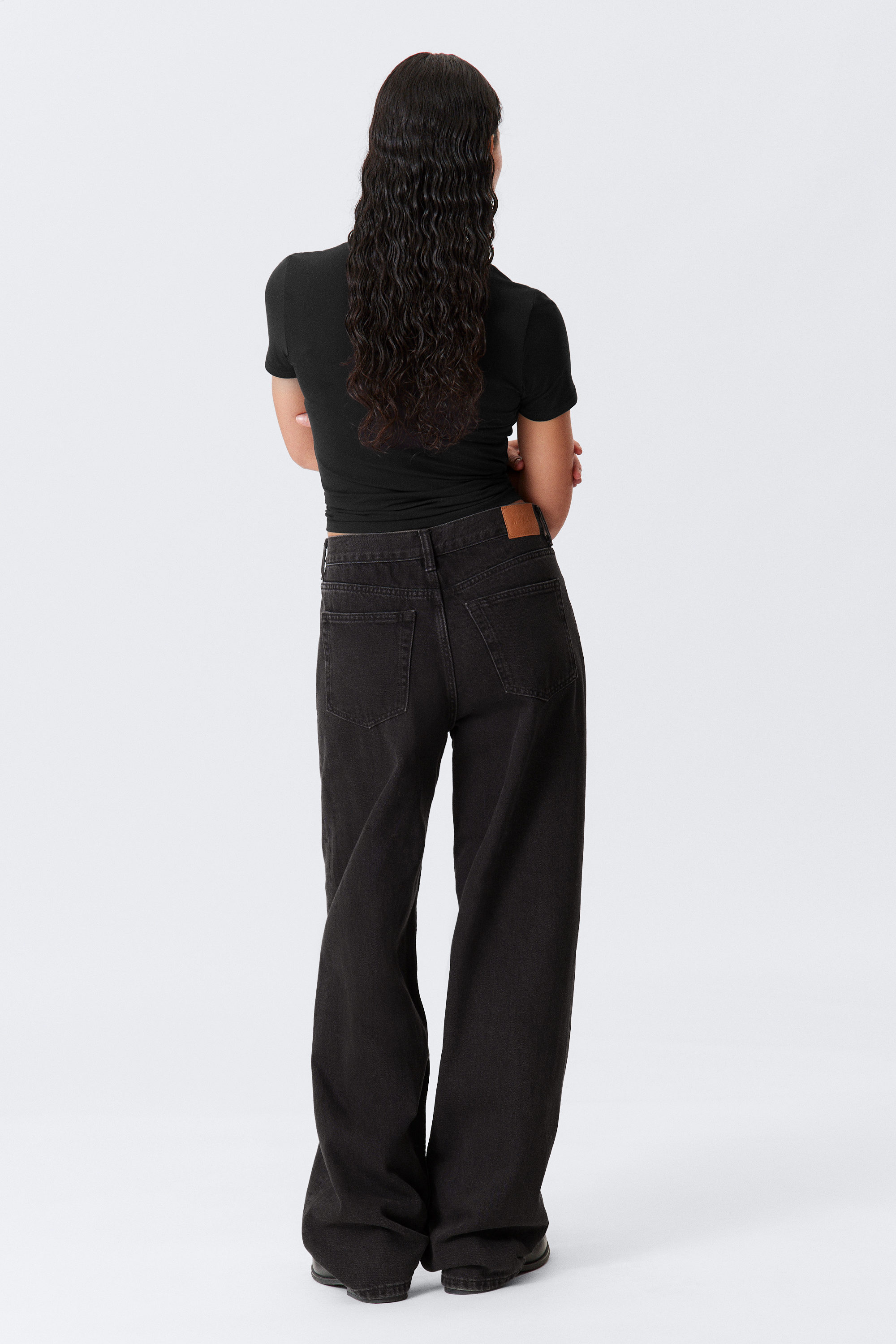 Ink Black - Black - Rail Mid Rise Loose Wide Leg Jeans - 9