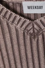 Dark Grey Melange - Slim V-neck Knitted Sweater - 1