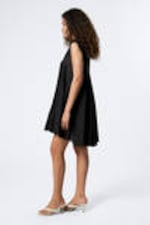 Black - Flowy V-Neck Mini Dress - 2