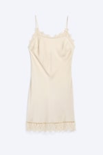 Vaal lichtbeige - Satijnen slip-dress met kant - 4
