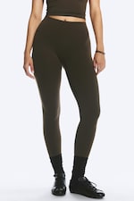 Dark Brown - High Waisted Sports Tights - 1