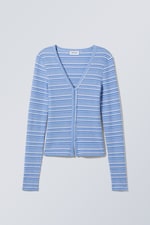 Blå stripe - Anais tettsittende cardigan - 0