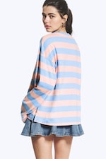 Gestreift in Rosa/Blau - Longsleeve-Shirt aus Baumwolle - 2