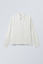 Rutete hvit - Oversized rutete skjorte i linblanding med boxy passform - 0