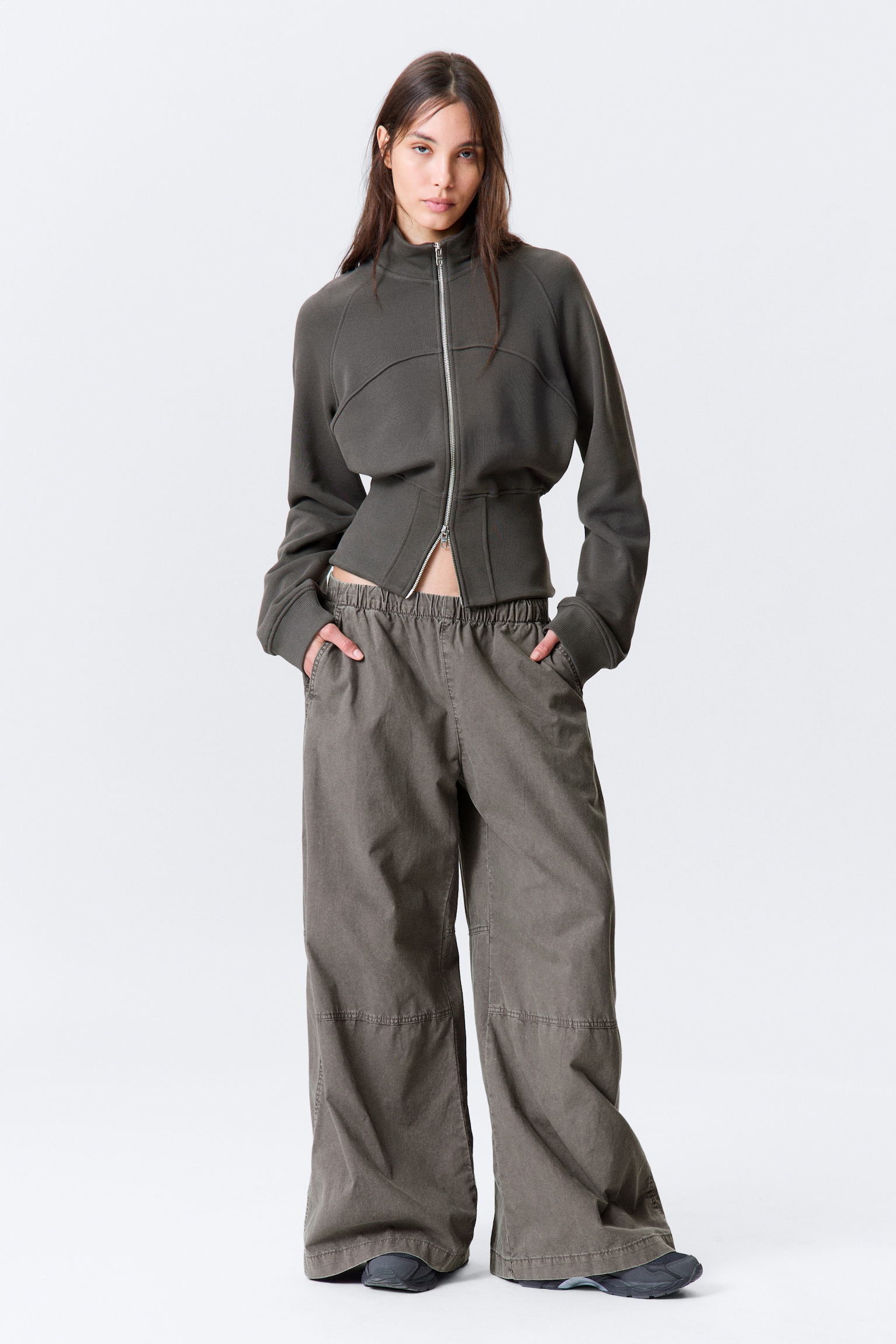 Chaqueta de chándal de algodón ajustada - Gris oscuro - 1