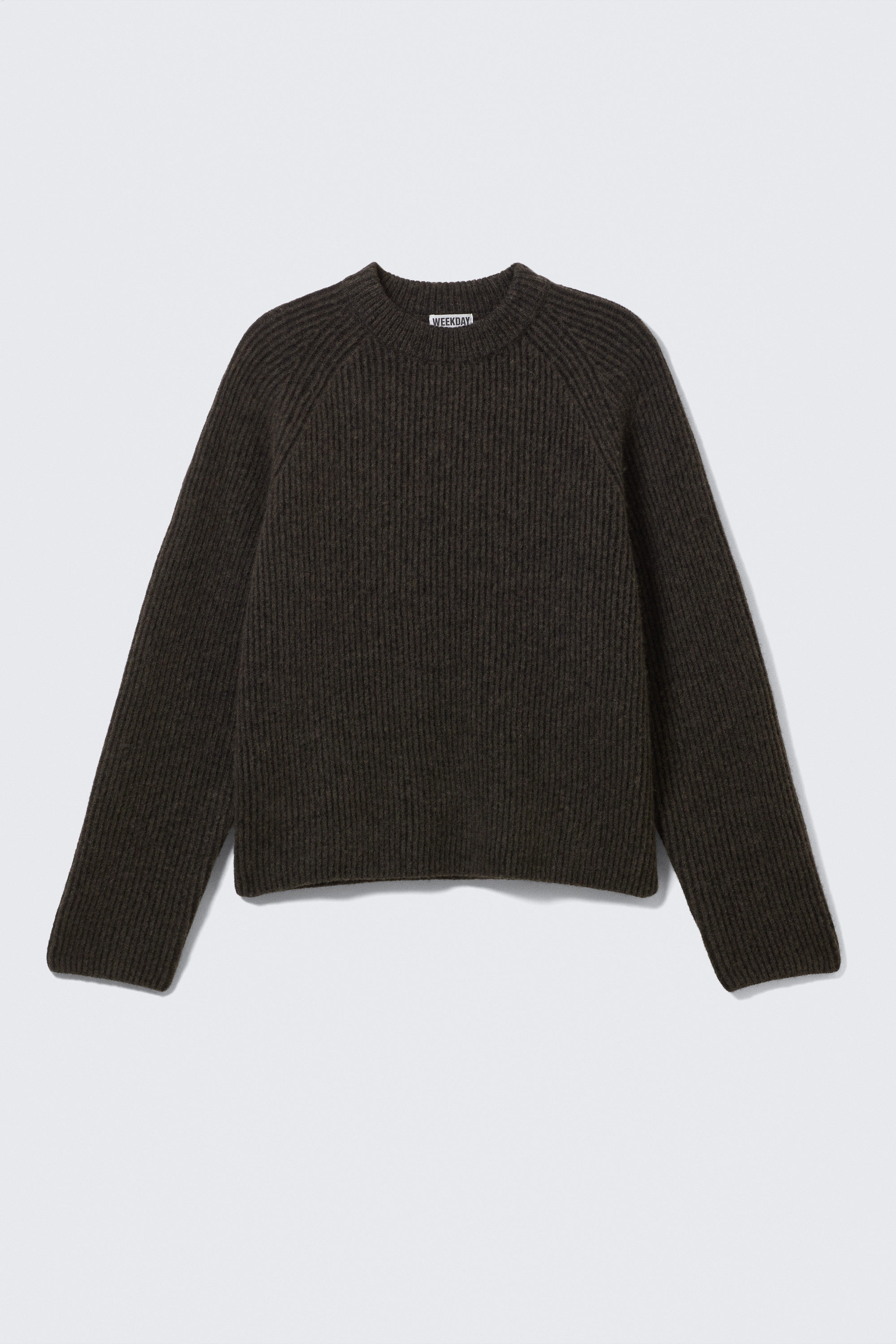 Tvåfärgad Mörkbrun - Stickad tvåtonad tröja i ullmix - 4