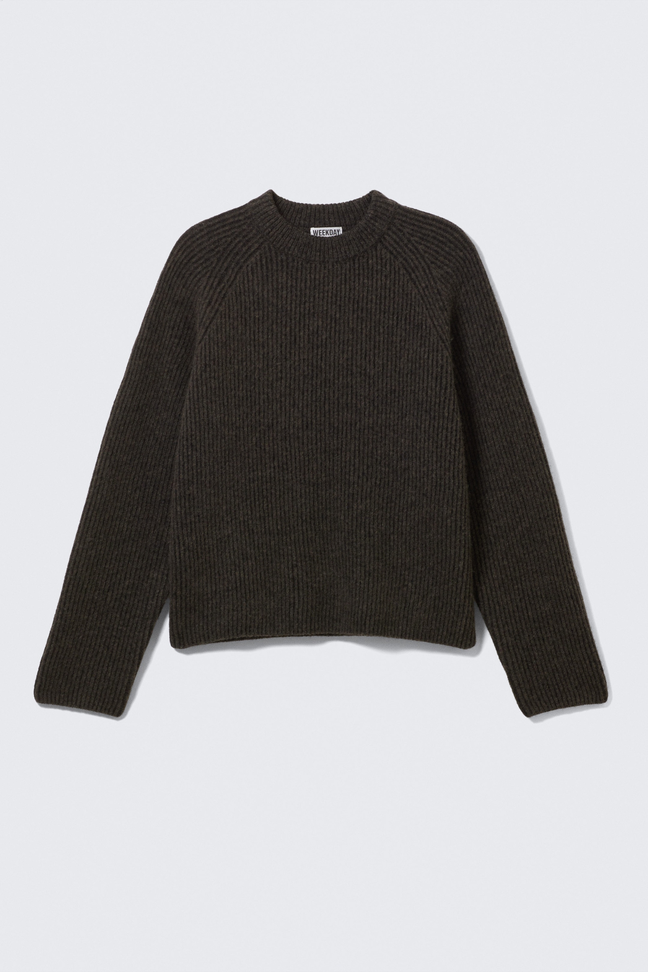 Marron foncé bicolore - Pull bicolore en laine mélangée tricotée - 4