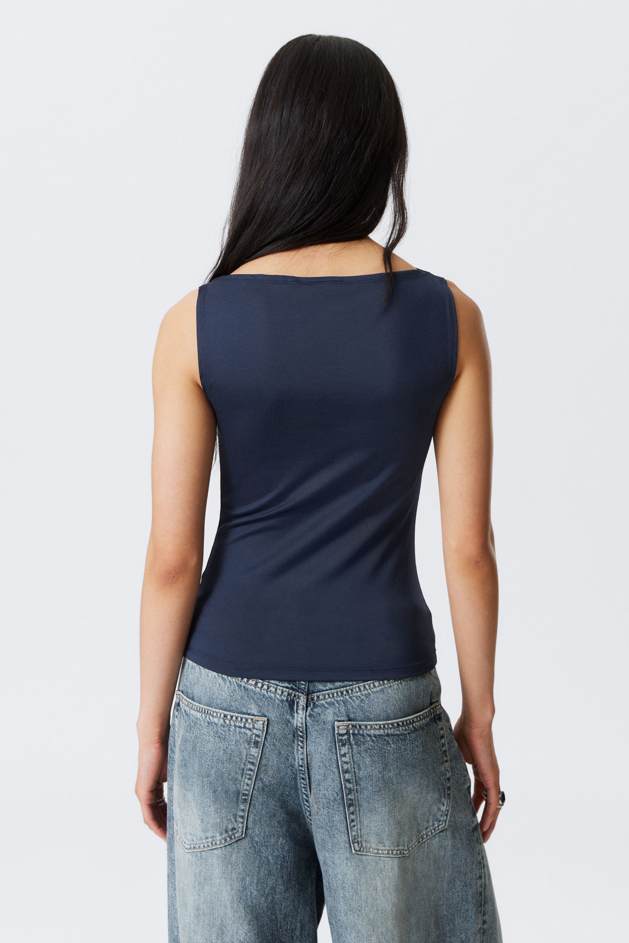 Midnight Blue - Annie Sleeveless Boat-Neck Top - 2