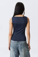 Midnight Blue - Annie Sleeveless Boat-Neck Top - 2