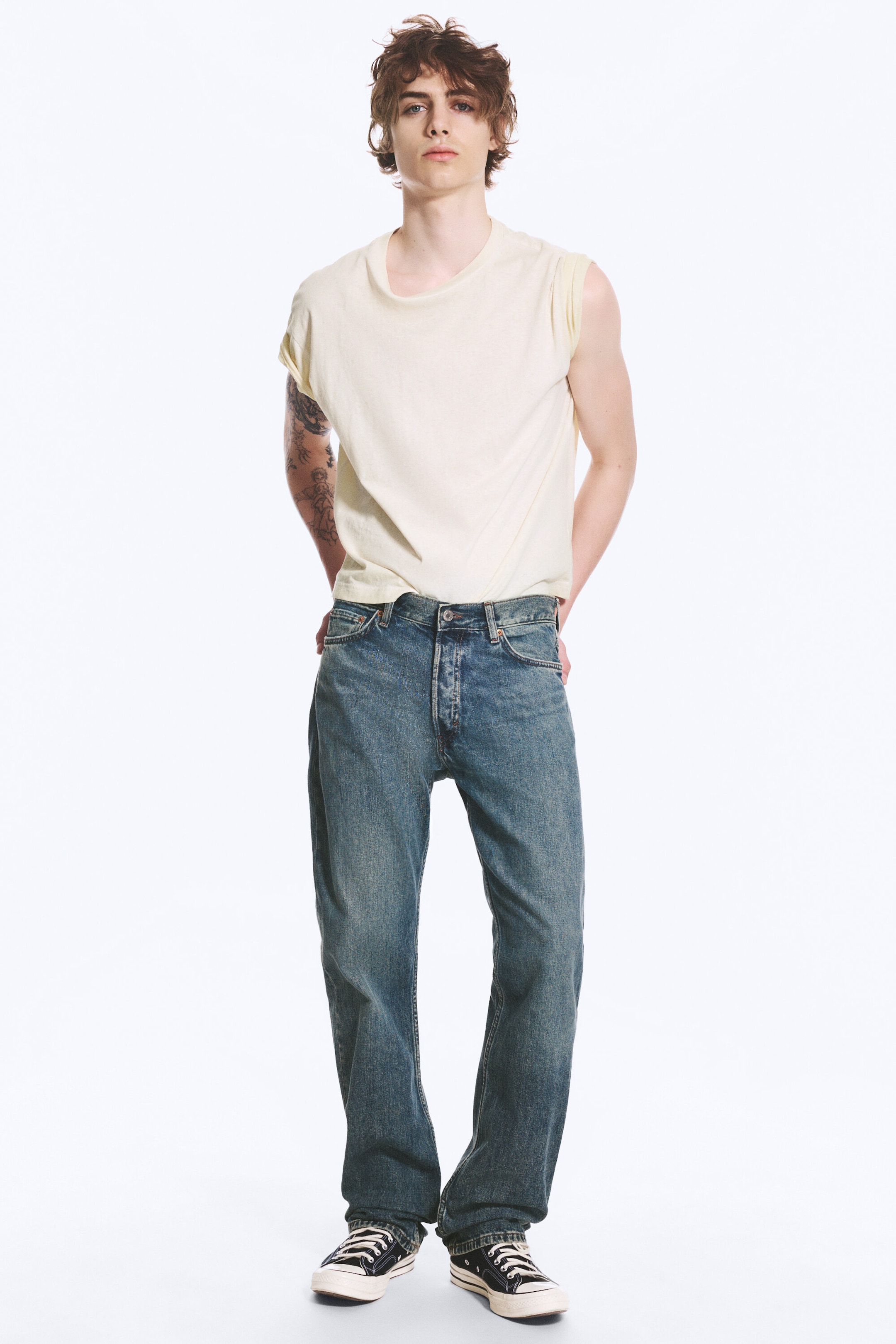 Second Blue - Medium Blue - Space Mid Rise Relaxed Straight Jeans - 1