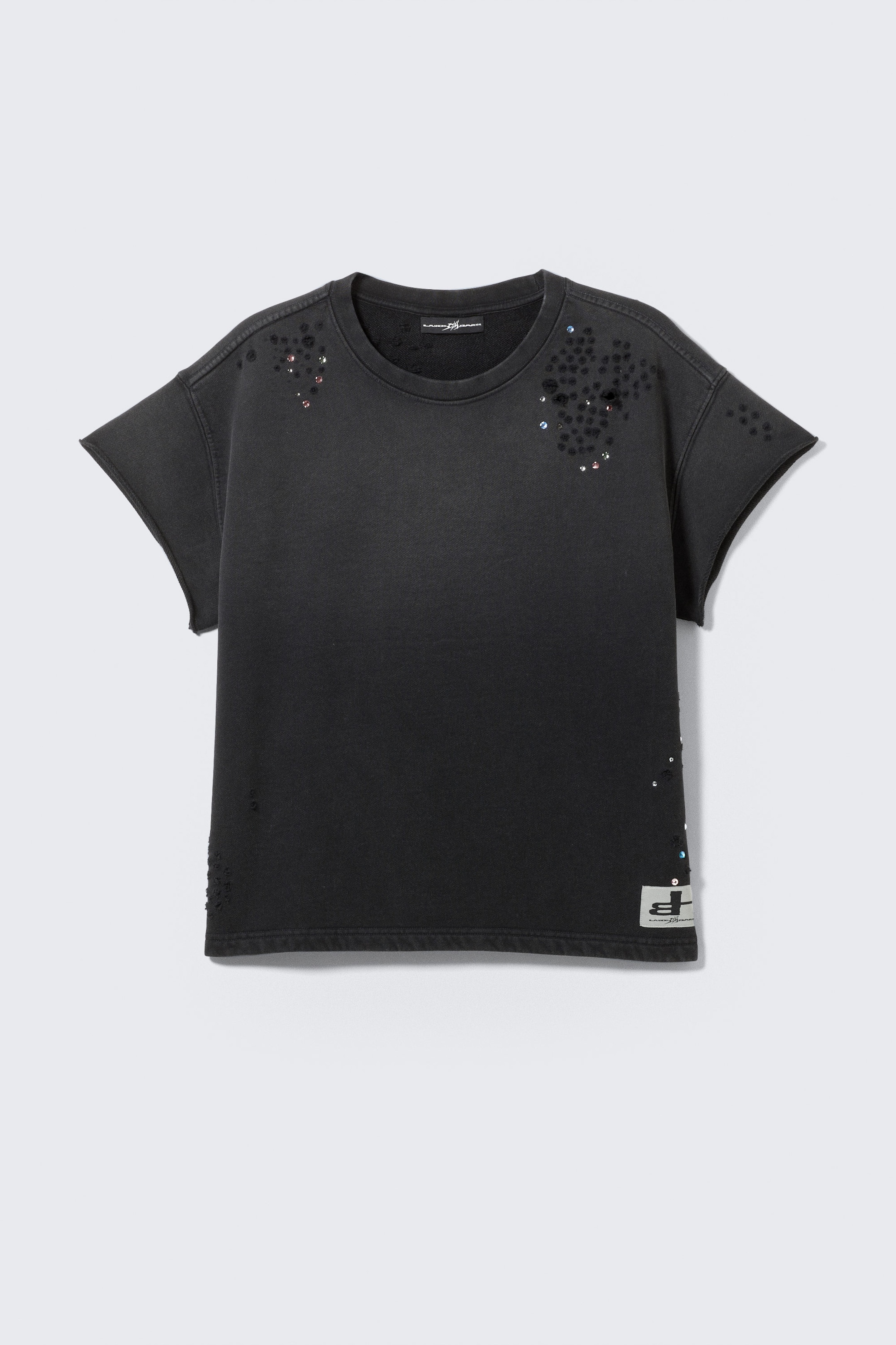 Falmet svart - CM x LB boxy unisex t-skjorte med krystaller - 1