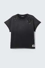 Falmet svart - CM x LB boxy unisex t-skjorte med krystaller - 0