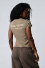 Graubraun - Bruyére en fleurs - Boxy T-Shirt mit Print und kurzen Ärmeln - 3