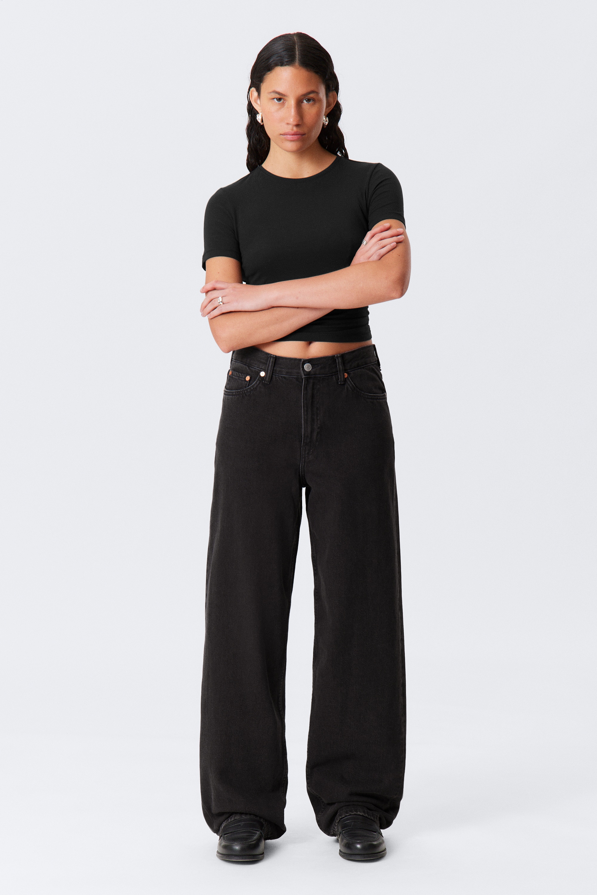 Jean ample jambe large taille mi-haute Rail - Ink Black - Noir/Blue Rinse – Bleu foncé/Deep Ocean Blue – Bleu foncé/Jackpot Blue – Bleu moyen/Misty Grey – Gris clair/Tide Blue - Bleu clair/Clay Grey – Gris/Bleu marais