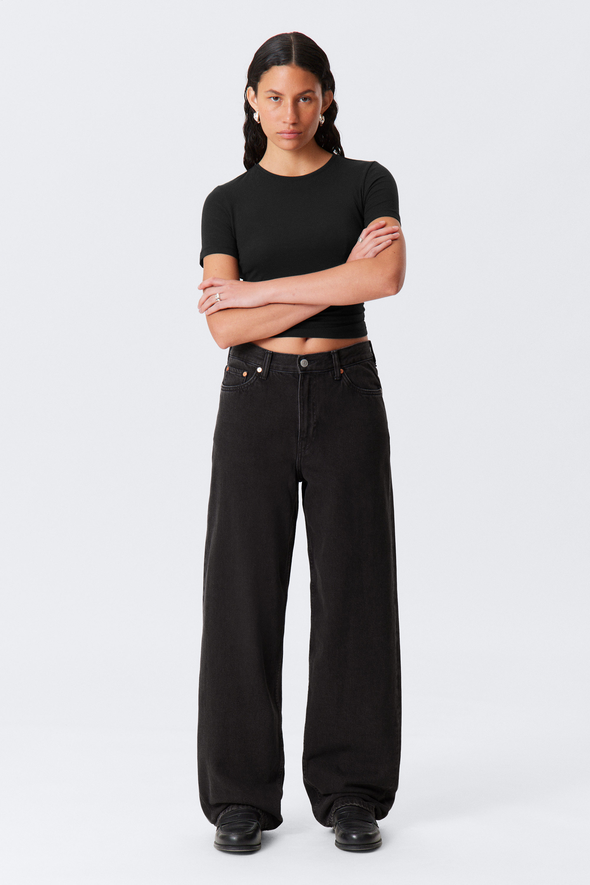 #272628 - Rail Mid Rise Loose Wide Leg Jeans - 2