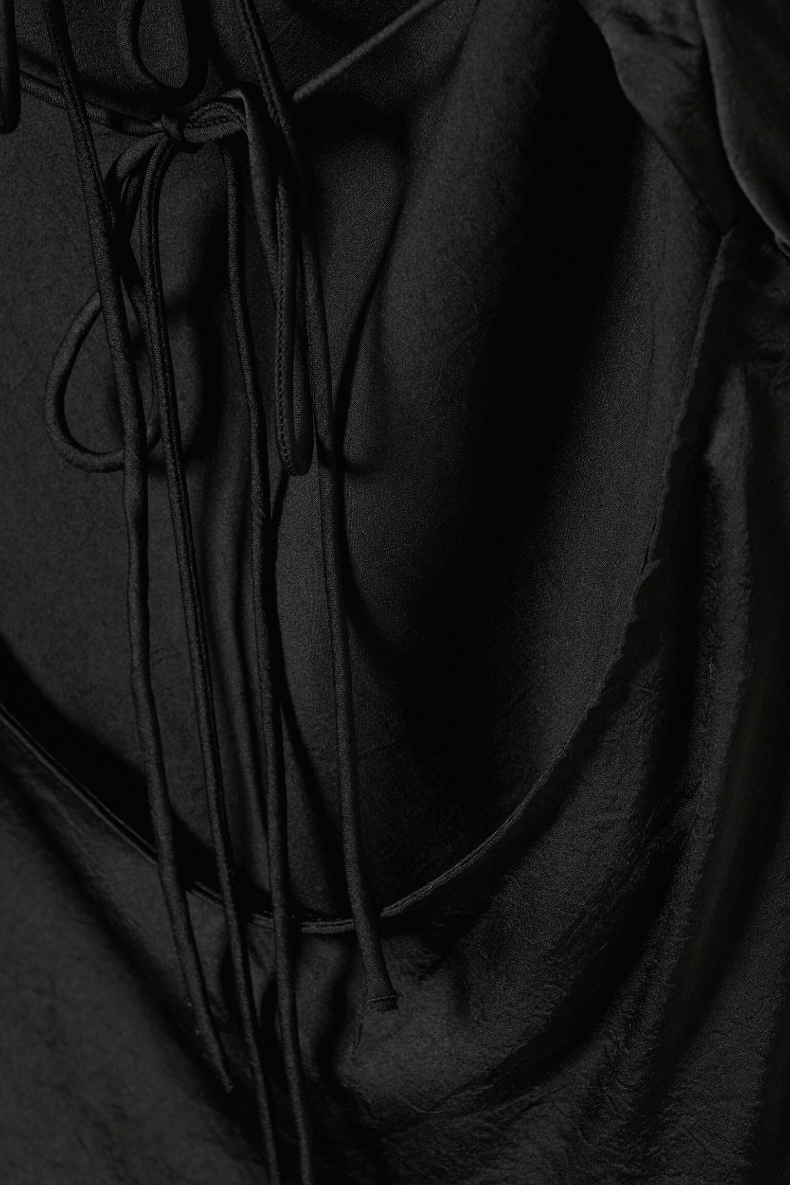 Long-Sleeved Asymmetric Satin Mini Dress - Black/Lilac - 6
