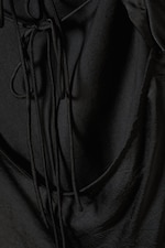 Black - Long-Sleeved Asymmetric Satin Mini Dress - 6