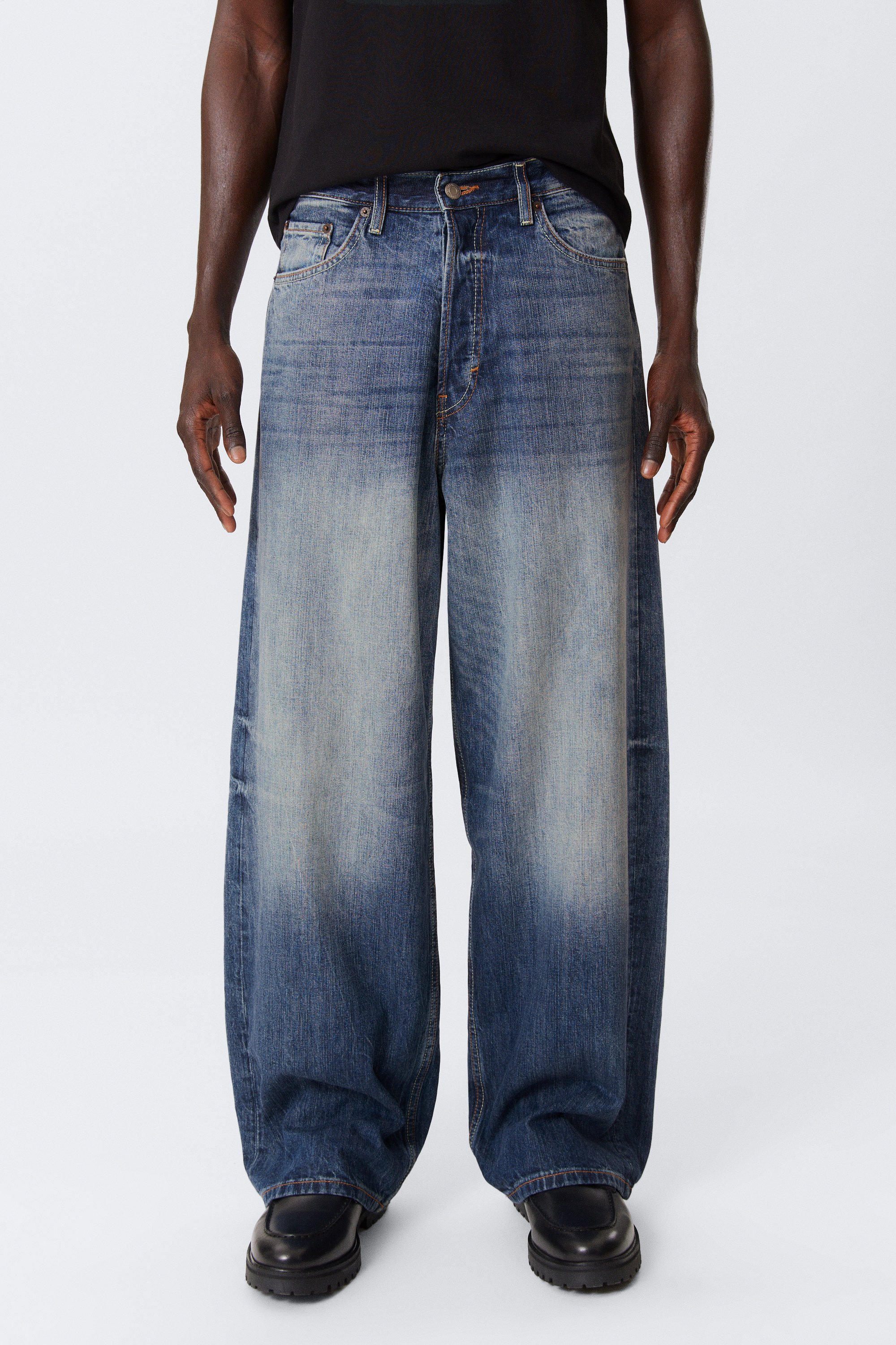 Board Blue - Medium Blue - Astro Loose Baggy Leg Jeans - 1