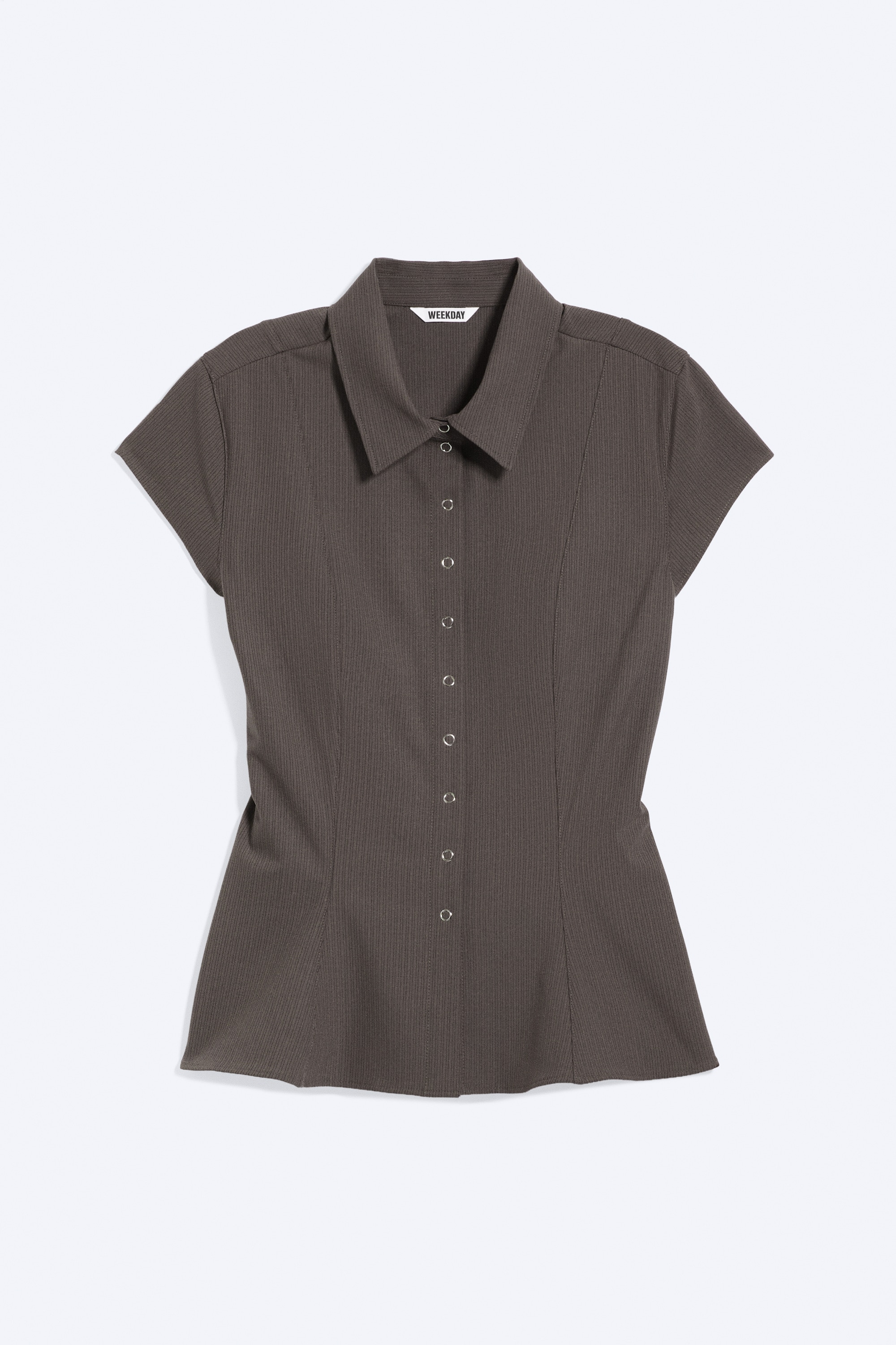 Camisa de crepé de manga corta - Topo oscuro/Gris oscuro - Raya diplomática/Blanco/Marrón oscuro/Gris oscuro